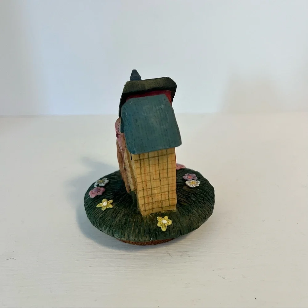 Vintage Orange Cat and Birdhouse Scene Candle Topper